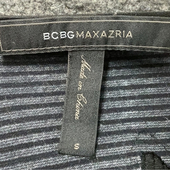 BCBGMaxAzria Black Grey Stripe Laser Cut Out Sleeveless Sheath Dress Size Small - Picture 3 of 6